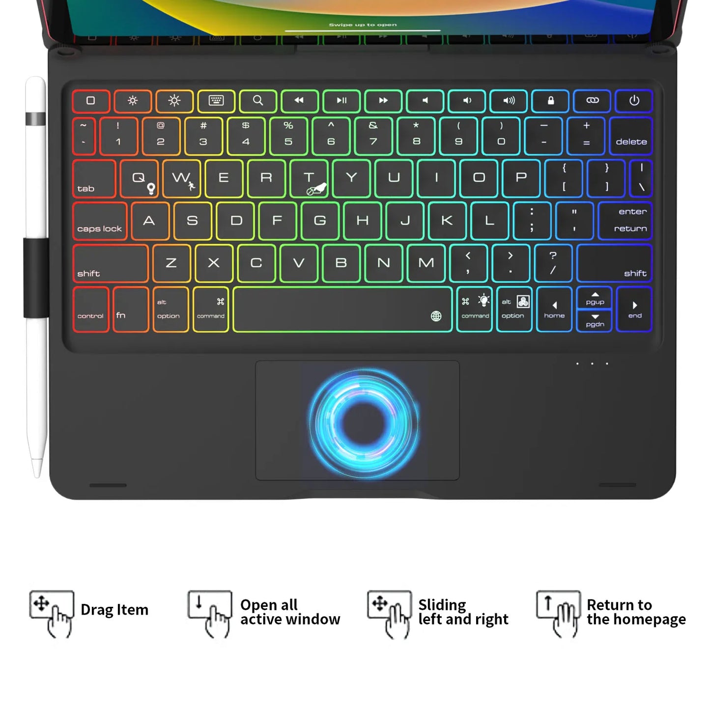 Thin & Light&Touch Ipad 10Th Gen Case with Keyboard (10.9", 2022), Multi-Touch Trackpad, 7 Color Backlight, 360° Rotatable.