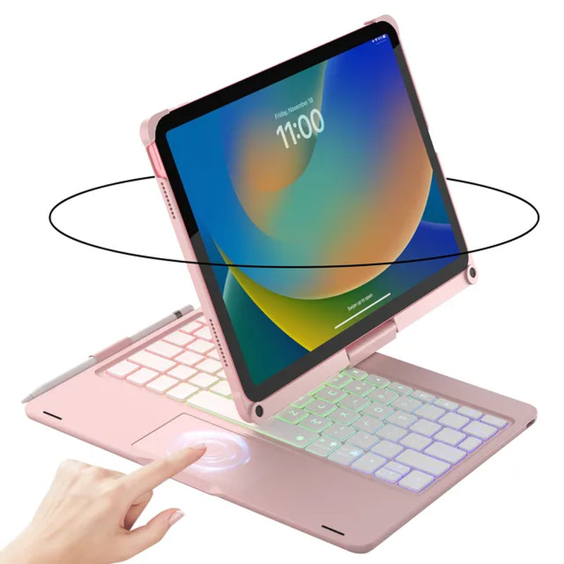 Thin & Light&Touch Ipad 10Th Gen Case with Keyboard (10.9", 2022), Multi-Touch Trackpad, 7 Color Backlight, 360° Rotatable.