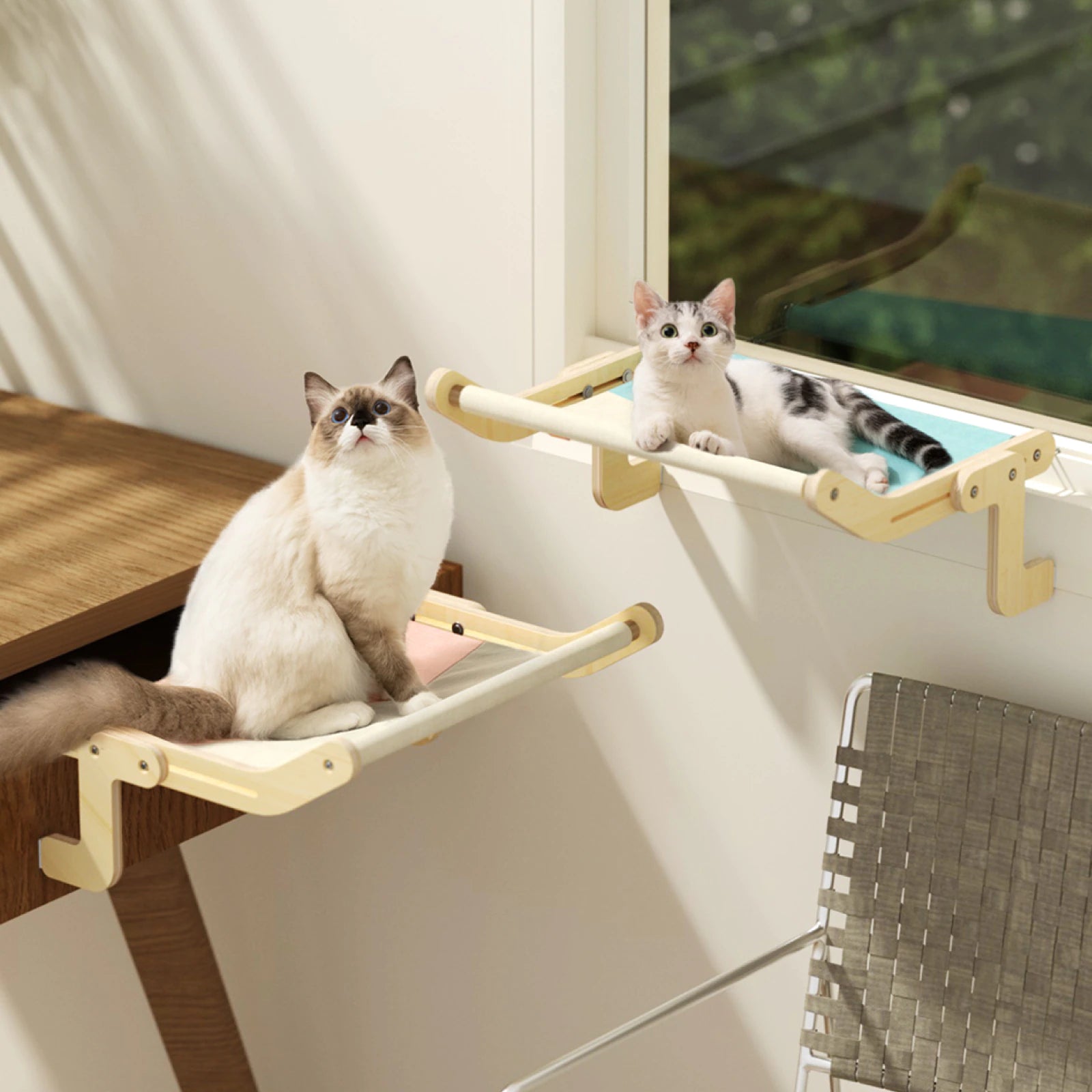 Sturdy Cat Window Perch Wooden Assembly Hanging Bed Cotton Canvas Easy Washable Multi-Ply Plywood Hot Selling Hammock