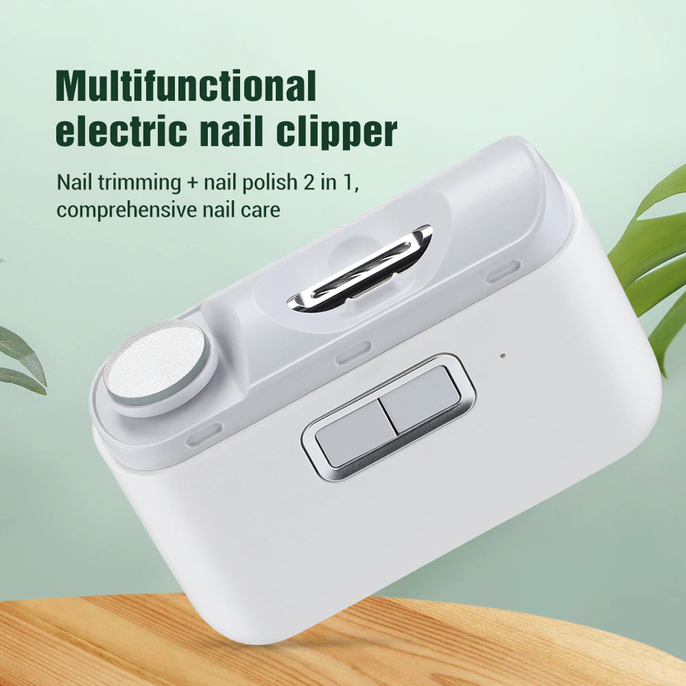 2 in 1 Electric Nail Clipper Cutter with LED Light Automatic Nail Grinder Trimmer for Baby Adult Mini Manicure Tools Nail Care