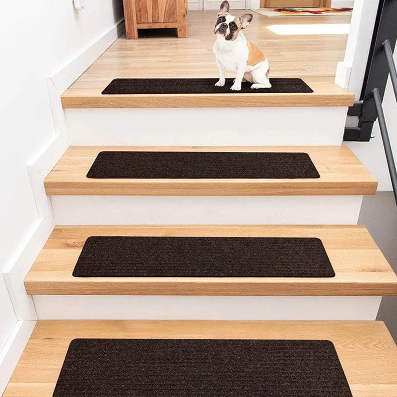 Self Adhesive Stair Tread Carpet Mats Solid Striped Anti-Skid Step Floor Carpet Washable Non-Slip Stair Protector Carpet for Kid