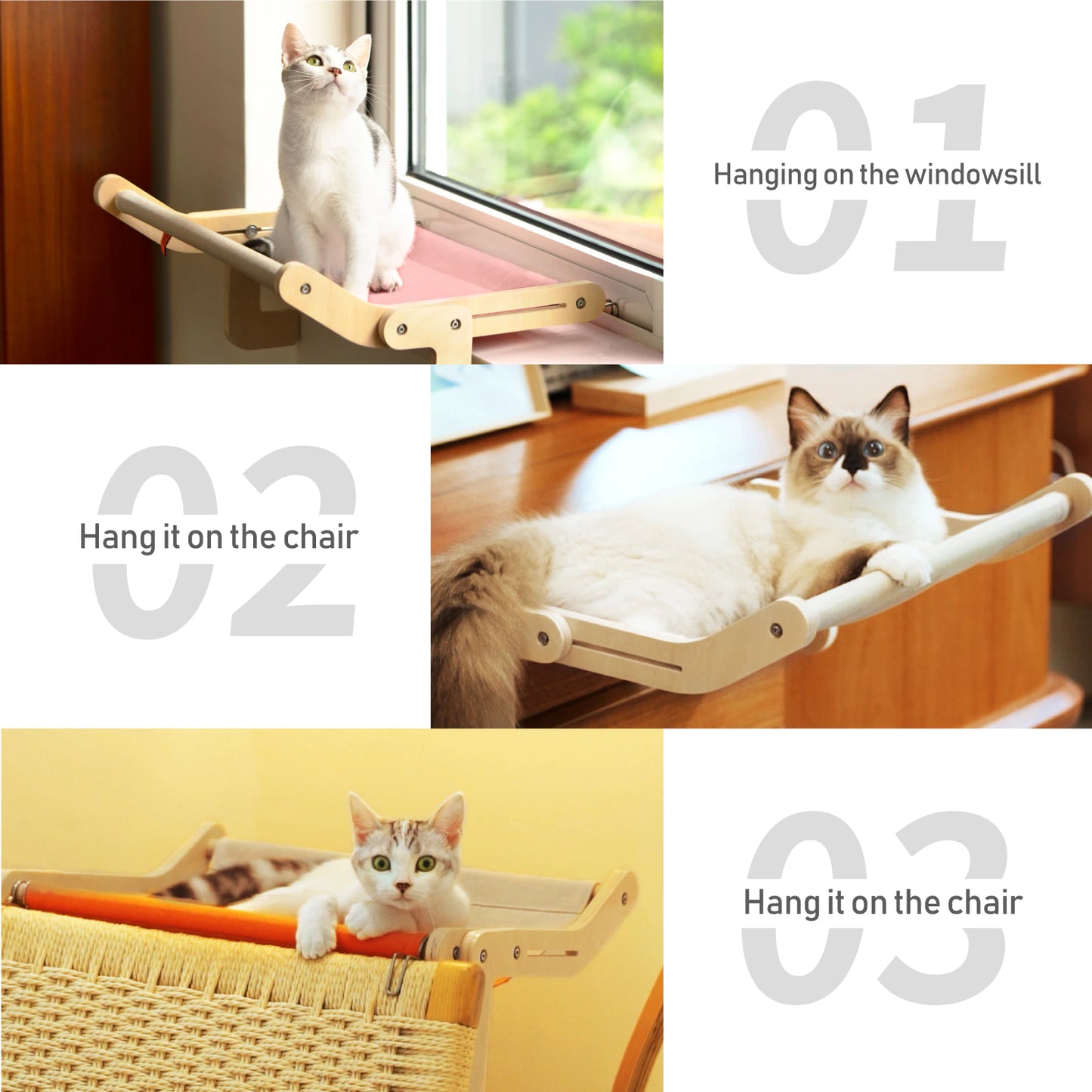 Sturdy Cat Window Perch Wooden Assembly Hanging Bed Cotton Canvas Easy Washable Multi-Ply Plywood Hot Selling Hammock