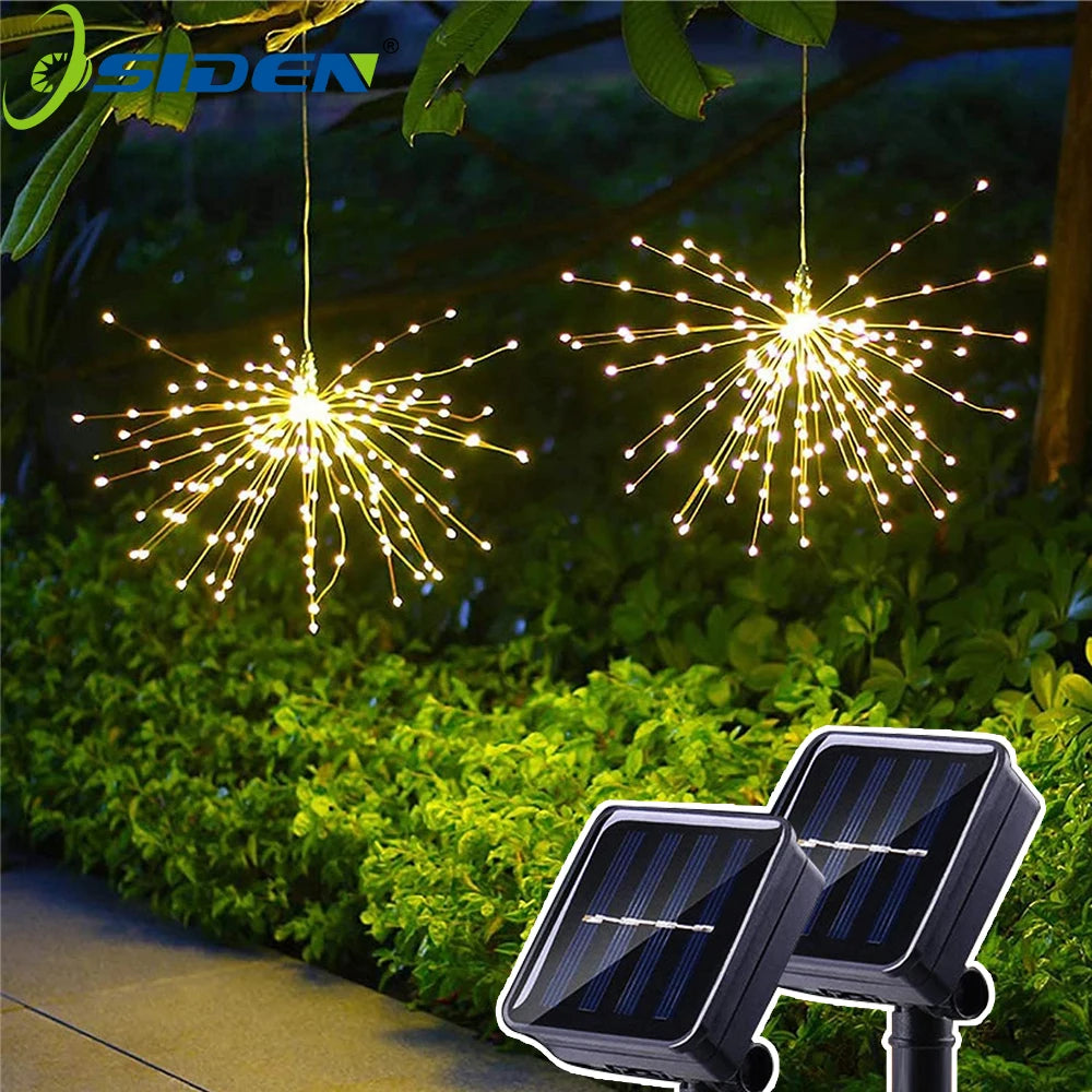 Outdoor Solar Hanging Firework Lights 90/150/200LED Waterproof Fairy Light for Christmas Party Decoration LED Starburst Lights