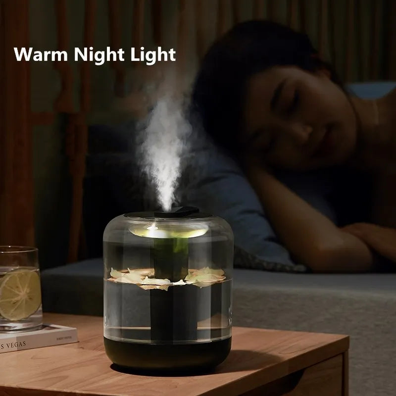 Portable 1000Ml Large Capacity Air Humidifier Rechargeable 2000Mah Battery Aroma Essential Oil Diffuser with Warm Lamp for Home