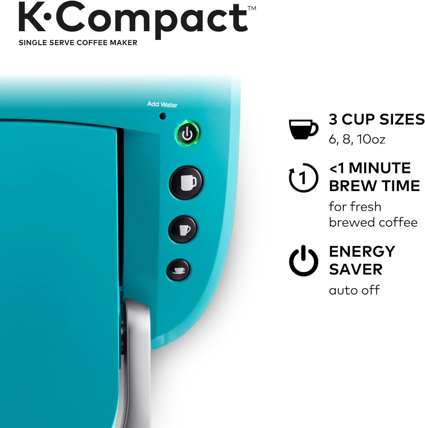 K-Compact Coffee Maker, Single Serve K-Cup Pod Coffee Brewer, Turquoise