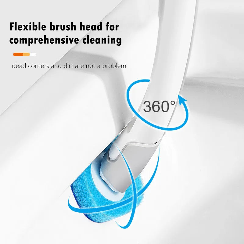 Disposable Toilet Brush Cleaner with Long Handle Bathroom Cleaning Brush with Replaceable Brush Head Toilet Bathroom Accessories