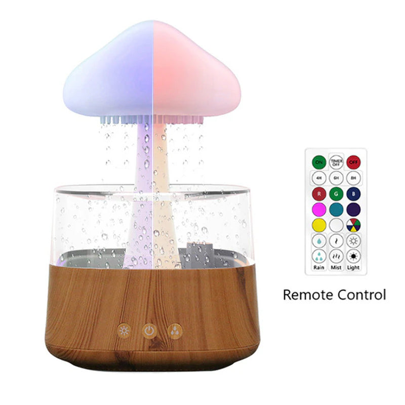 Aromatherapy Essential Oil Diffuser Wood Grain Remote Control Ultrasonic Water Drops Air Humidifier with 7 Color Lights Home