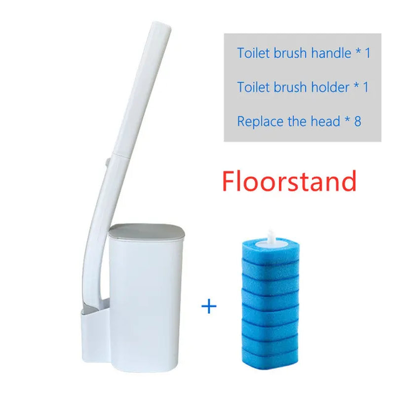 Disposable Toilet Brush Cleaner with Long Handle Bathroom Cleaning Brush with Replaceable Brush Head Toilet Bathroom Accessories