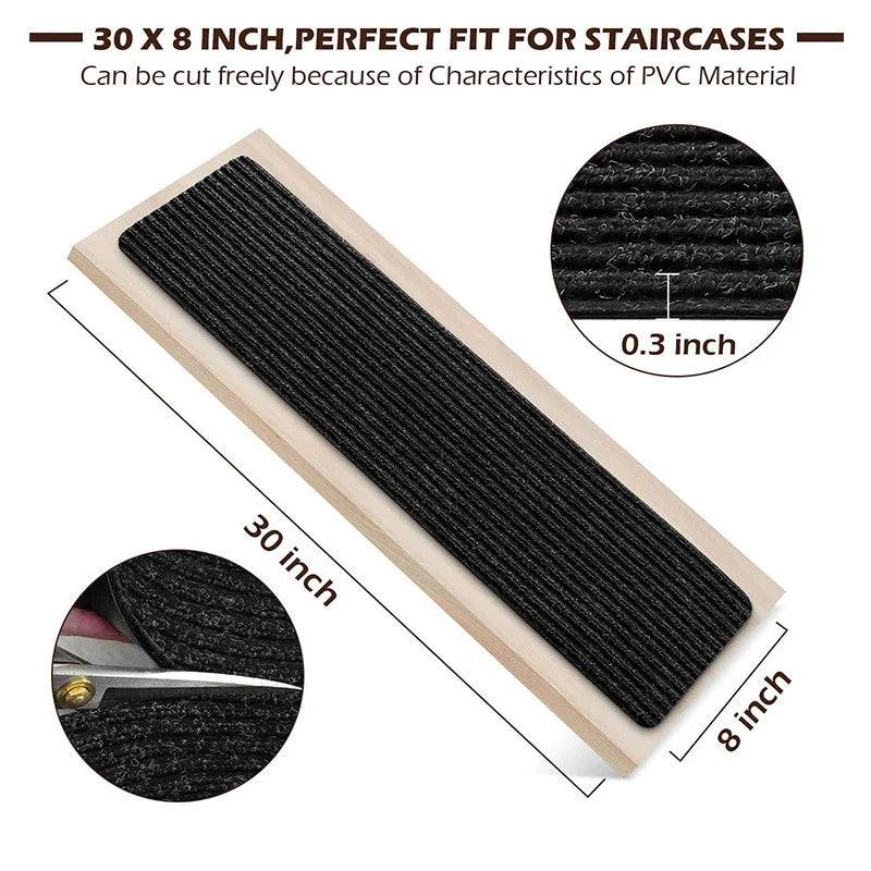 Self Adhesive Stair Tread Carpet Mats Solid Striped Anti-Skid Step Floor Carpet Washable Non-Slip Stair Protector Carpet for Kid