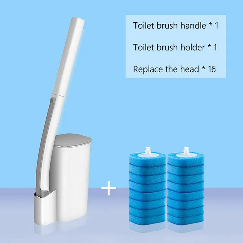 Disposable Toilet Brush Cleaner with Long Handle Bathroom Cleaning Brush with Replaceable Brush Head Toilet Bathroom Accessories